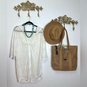 Open knit zip cover up L ptp 22” l 34”